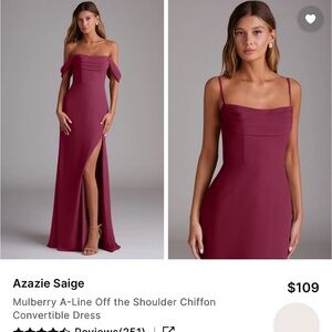 Azazie Mulberry Strapless Convertible Chiffon Gown